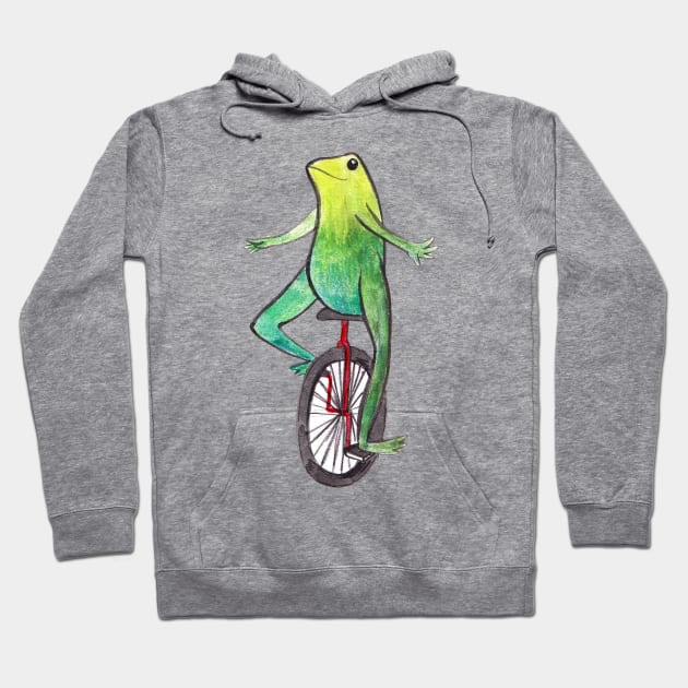 Dat Boi Watercolor Unicycle Frog Hoodie by saradaboru